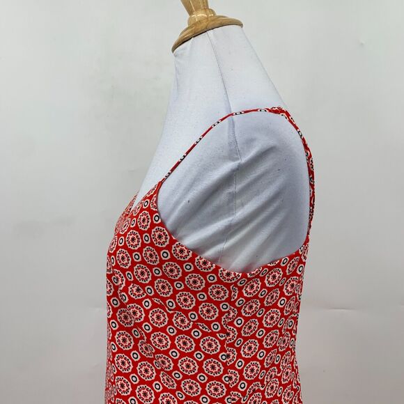 J Crew Ruffle Hem Dress Womens 0 Red Printed Spaghetti Drop Waist Knee Length - Picture 8 of 16